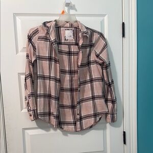 Pink Plaid Button-Up Shirt
